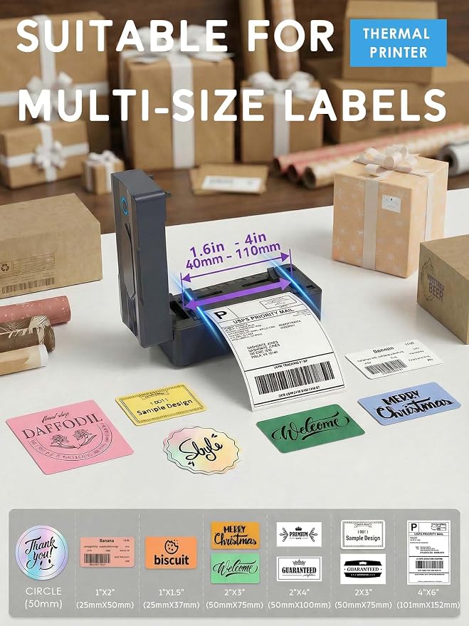 Forc Bluetooth Thermal Shipping Label Printer, 4x6 Wireless Thermal Label