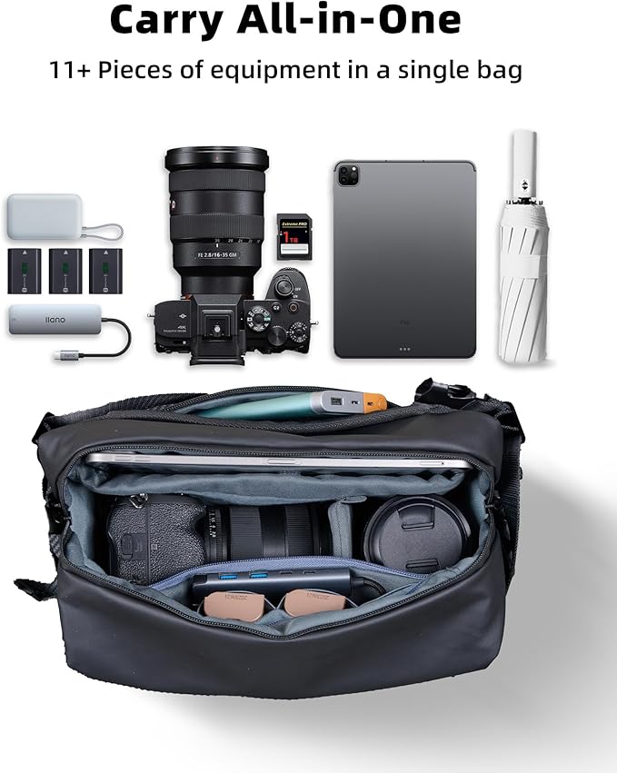 llano 6L Camera Sling Bag for Photographers, DSLR Shoulder Bag Small, Compact