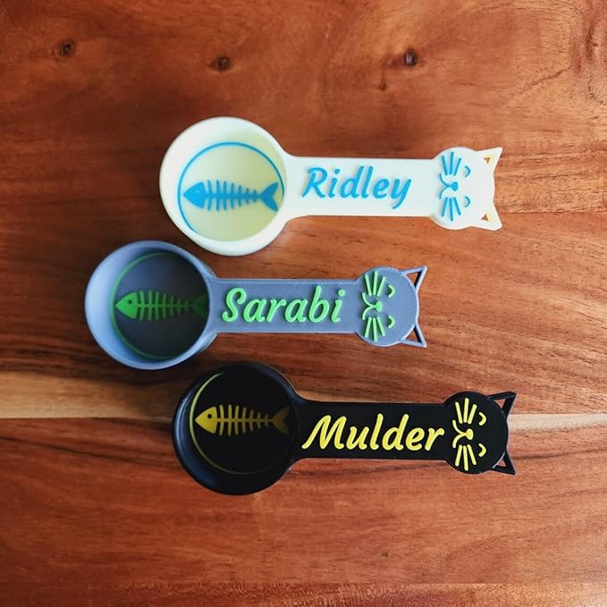 Personalized Cat Food Scoop, Cat Food Measuring Cup with Name, Kibble Scoop (0.5 oz - 1/16 cup)
