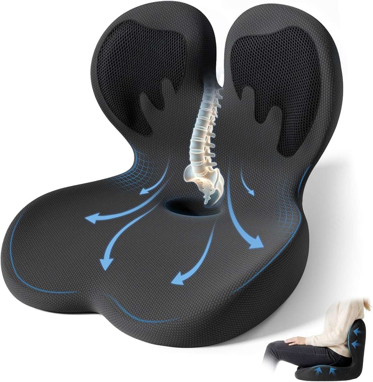Seat Cushion with Lumbar Support Pillow,Ergonomic Chiar Cushion