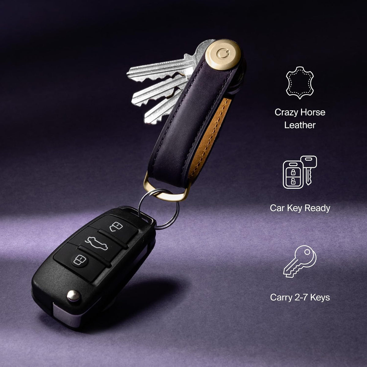 orbitkey Crazy Horse Leather Key Organizer | Quiet Profile | Holds up to 7 Keys