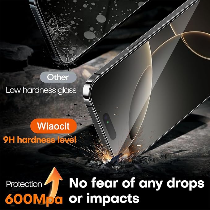 Wiaocit 3 Pack Tempered Glass Privacy Screen Protector