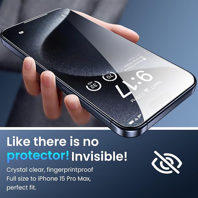 Fotbor [3+3 Pack for iPhone 15 Pro Max Screen Protector