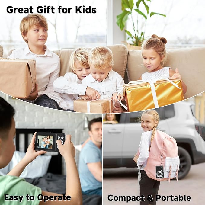 Digital Camera, 44MP Compact Camera, FHD 1080P Point and Shoot Digital Cameras