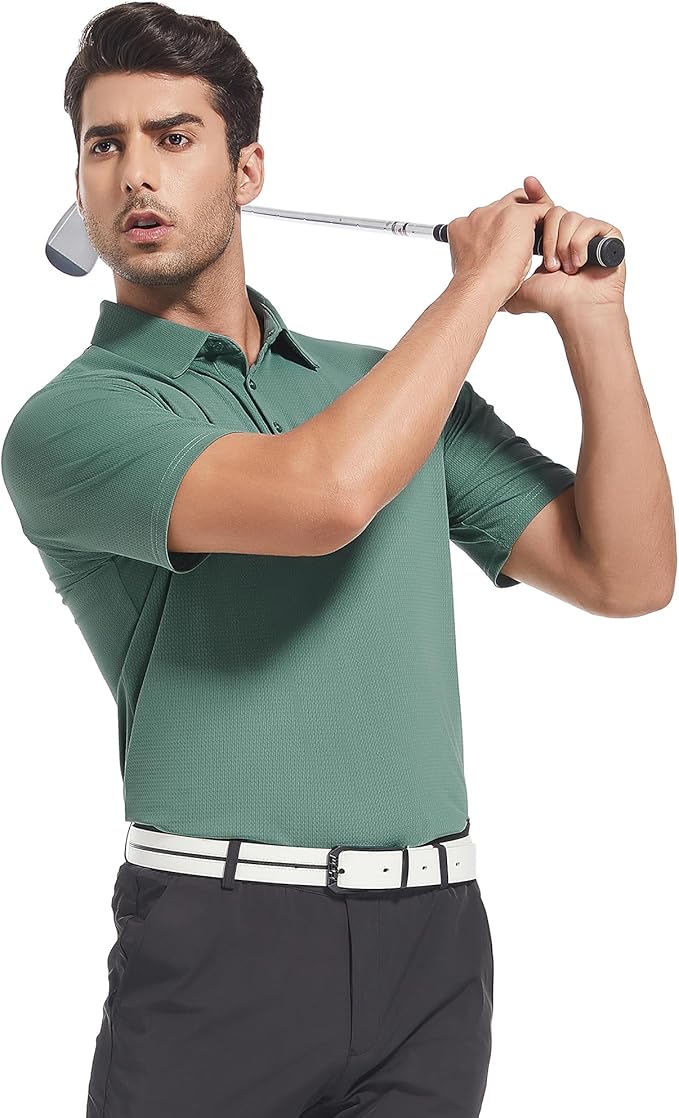 Alex Vando Mens Golf Shirt Moisture Wicking Quick-Dry Short Sleeve Casual Polo Shirts for Men