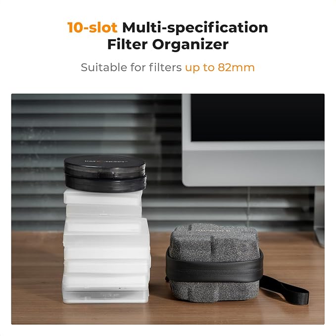 K&F CONCEPT 10 in 1 Lens Filter Case, Hard Shell Camera Filter Pouch Up to 82mm