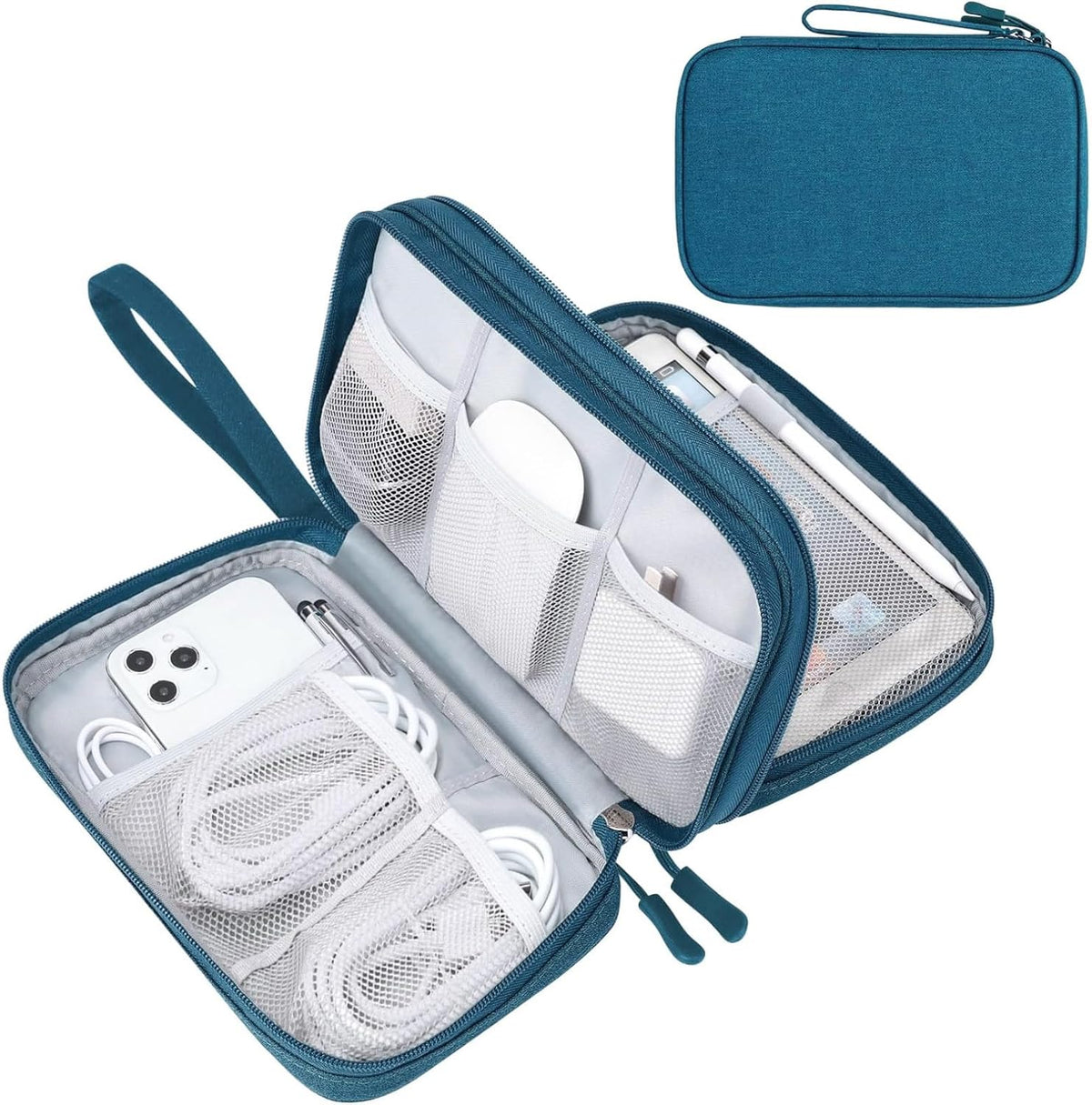 FYY Electronic Organizer, Travel Tech Pouch, Cable Organizer Black Quilted