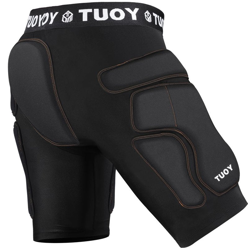 TUOY Protective Padded Shorts for Snowboard,Skate and Ski,3D Protection for Hip,Butt and Tailbone Black
