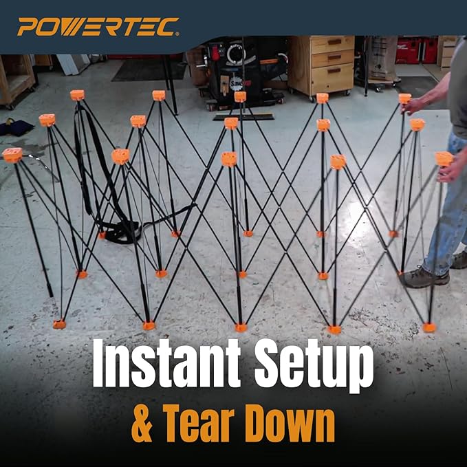 POWERTEC Arachni-Flex Workstation 2x4ft Portable & Collapsible Workstand - Heavy Duty Folding Work Table Base, 2500 lbs Capacity 36 Inch Work Height, No Assembly Mobile Workbench w/Carry Strap(71926V)