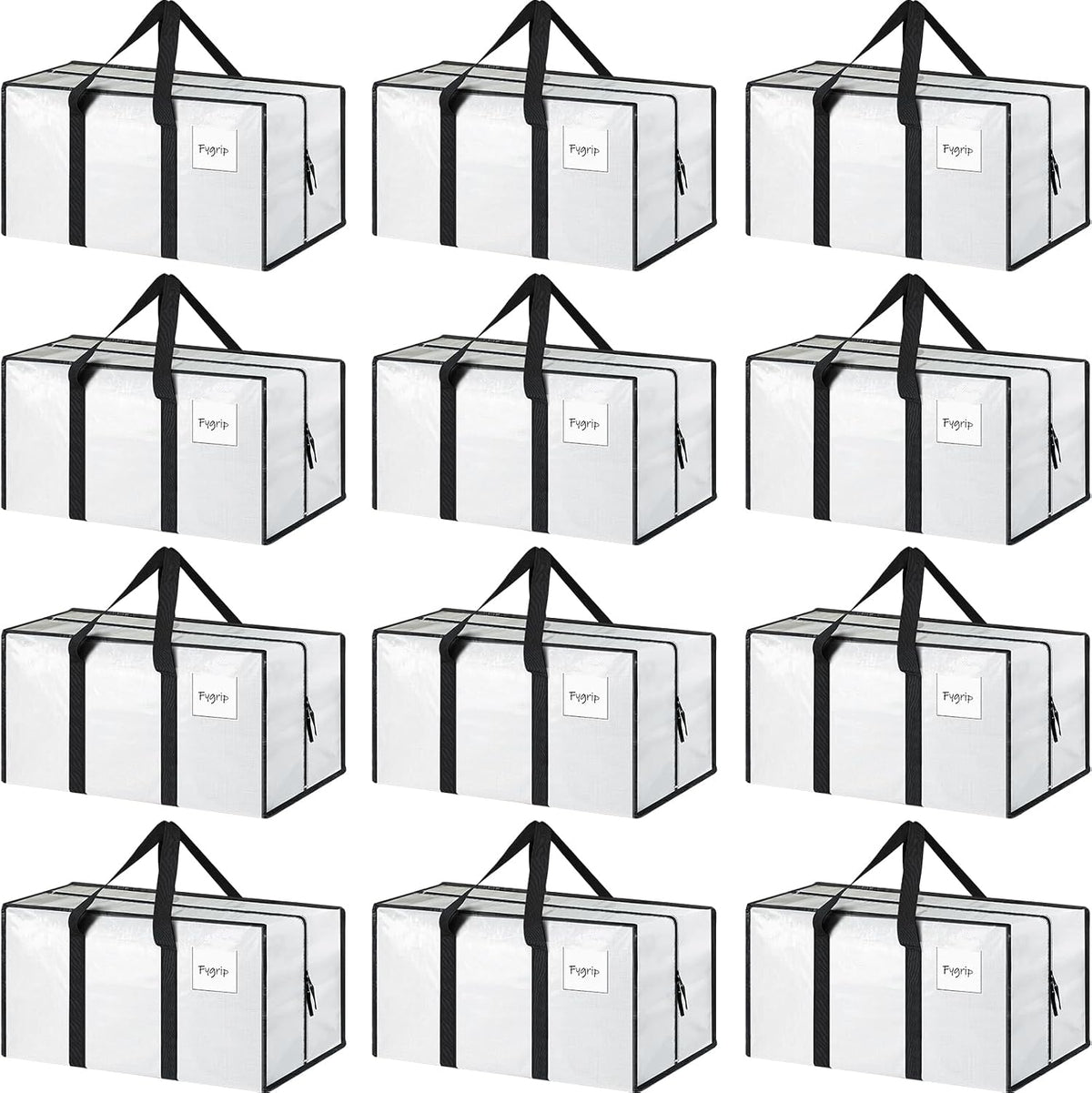 12 Pack Extra Heavy Duty Large Moving Bags with Strong Zipper, White