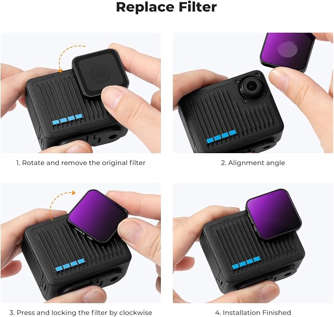 K&F CONCEPT ND PL Filter Set for GoPro Hero 4K Camera, 4 Pack PL ND4 ND8 ND16