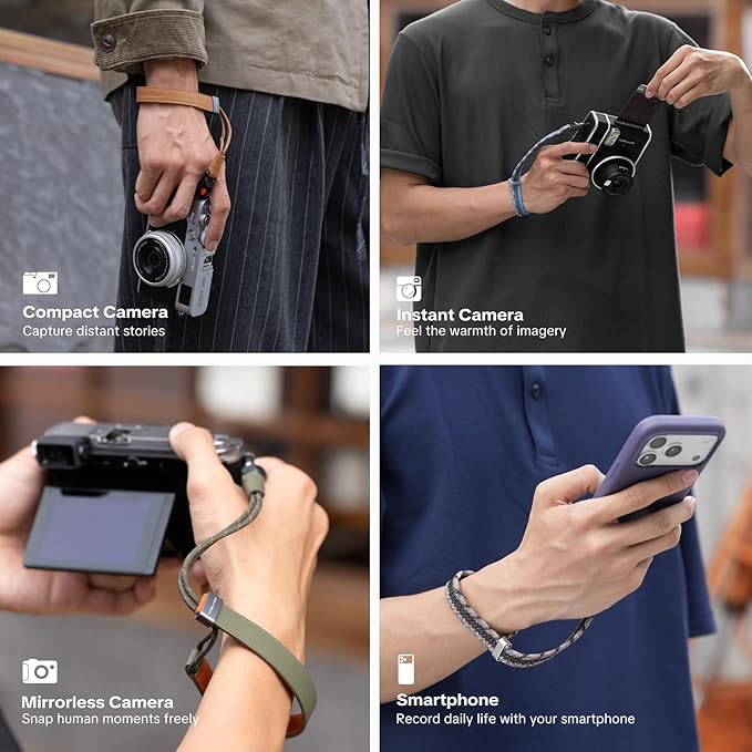 PGYTECH Camera Wrist Strap Slim Vintage Style, Adjustable Quick Release