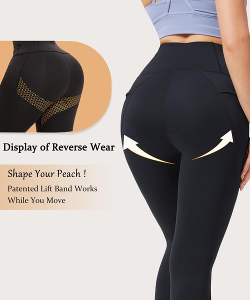 Curvphilo High Waist Leggings with Pockets Tummy Control Workout Butt Lifting Compression Leggings for Women with Hook (US, Alpha, XX-Large, Regular, Regular, 25" Inseam, Black)