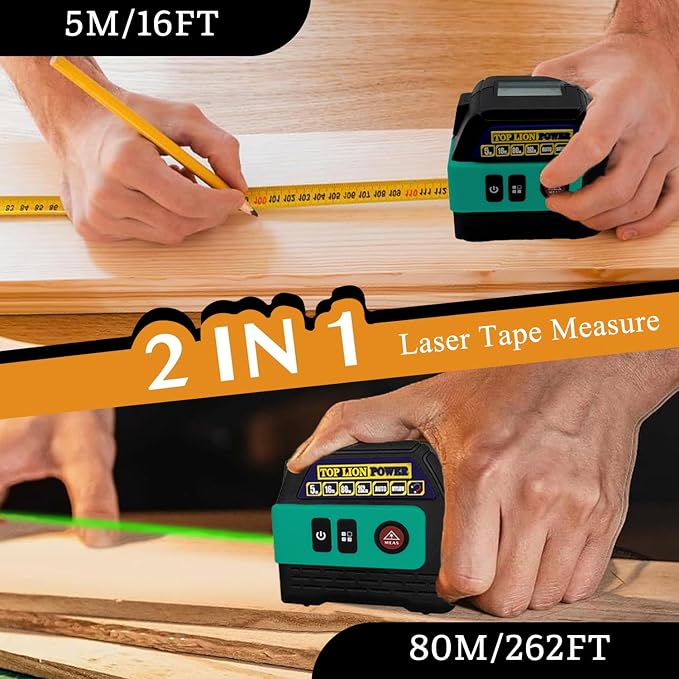 2 in 1 262ft Green Laser Tape Measure