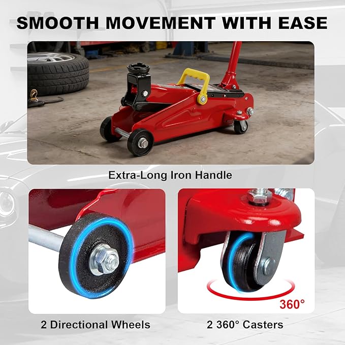 BIG RED T82002-BR Torin Hydraulic Trolley Service/Floor Jack, 2 Ton (4,000 lb) Capacity, Red