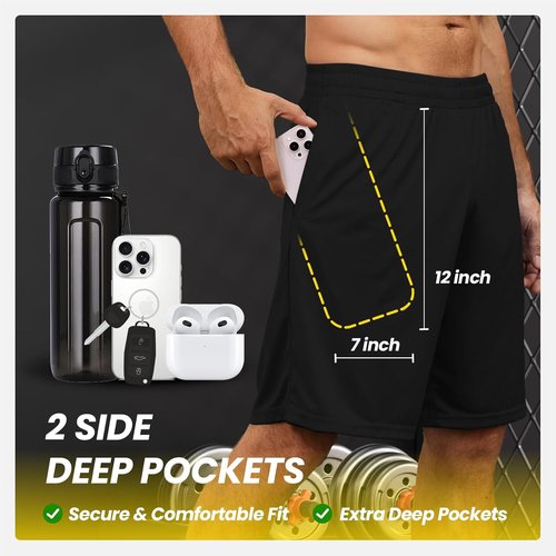 BALENNZ Men's Athletic Shorts - Quick Dry Activewear with Pockets & Elastic Waistband