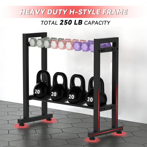 Dumbbell Rack 2-Tier 18 IN Length Adjustable Weight Rack for Home Gym Dumbbells Kettlebell, Small Dumbbell Rack 250 LB Capacity, Dumbbell Rack Stand Only