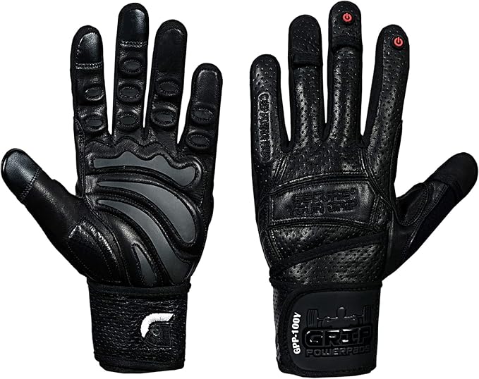 Elite Leather Gym Gloves with Built in 2" Wide Wrist Wraps Grip & Design for Weightlifting Power Lifting Bodybuilding & Strength Training Workout Exercises