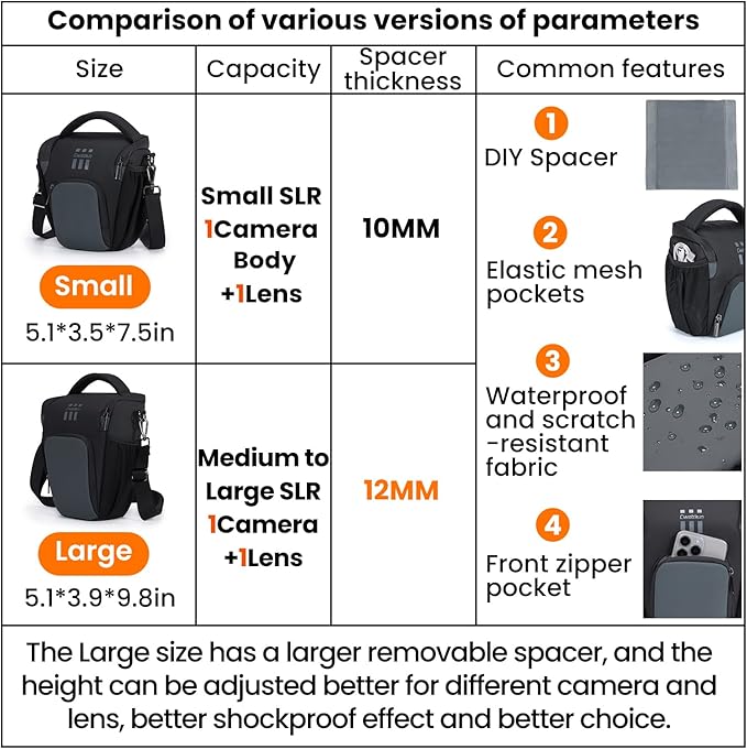 Cwatcun Camera Sling Bag Small, Compact DSLR Waterresistant Shoulder Bag