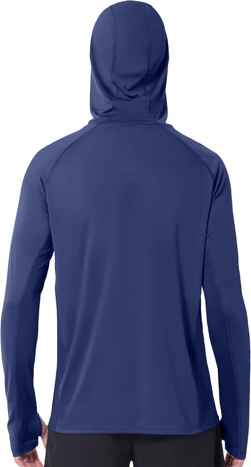 Isnowood Men's UPF 50+ Fishing Sun Hoodie - UV Protection Long Sleeve Shirt with Mask for Outdoor Activities