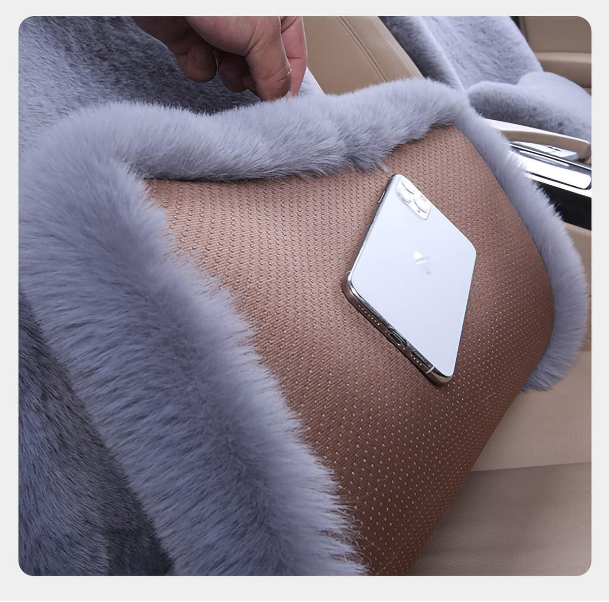 1 Set 3 pcs Soft Fluffy Auto Seat Cover Faux Wool Auto Front & Back Seat Pad Car Seat Cover Protector Cushion Soft Warm for Winter Mat Universal Fit (Gray)