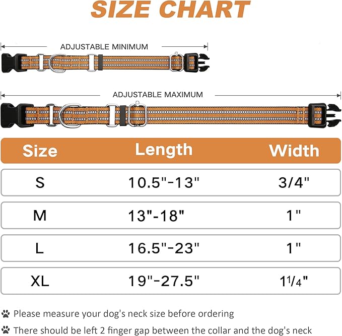 Martingale Dog Collar, Adjustable Nylon Reflective Collar with Quick Release Buckle (Turmeric Brown, Large)