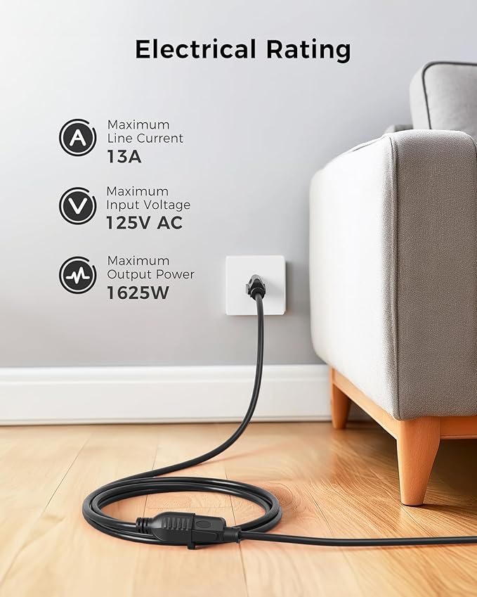 [ETL Listed] Cable Matters 16 AWG Heavy Duty 13A Long Power Extension Cord - 35ft, 3 Prong Power Cord Extension, NEMA 5-15P to NEMA 5-15R, Black