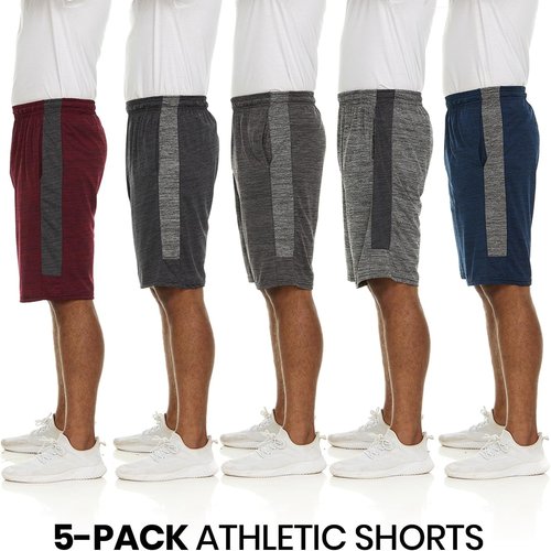 Men's Dry-Fit Performance Shorts - 5 Pack | Sweat Resistant Athletic Wear