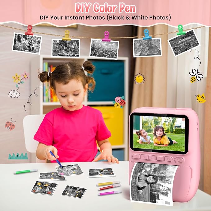 Instant Print Camera for Kids, 3.0" HD 32MP Kids Camera 1080P