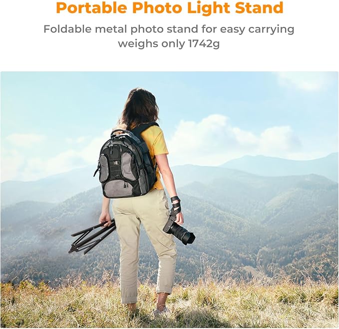 K&F CONCEPT Light Stand for Photography, 9.1ft/2.8M Portable Extendable Photo