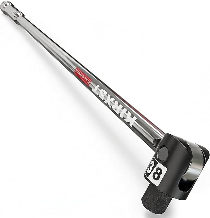 17.5-Inch 3/8” Drive Breaker Bar, Heavy Duty Extension Breaker Bar, 250° Rotatable Head, Premium Chromium Molybdenum Steel, Mechanical Work, Automobile and Motorcycle Maintenance and Repair