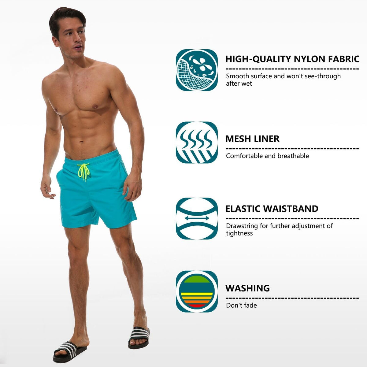SILKWORLD Men's Swim Trunks - Quick Dry Beach Shorts with Pockets | Comfortable Fit & Stylish Design