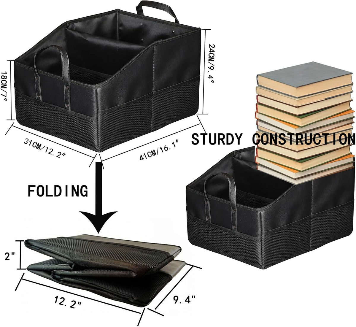 Collapsible Car Seat Organizer with 9 Compartments, Brown | Dividable Partitions, Mesh Pockets, Folds Flat Front/Back Seat & Floor Storage for SUV/Truck Travel