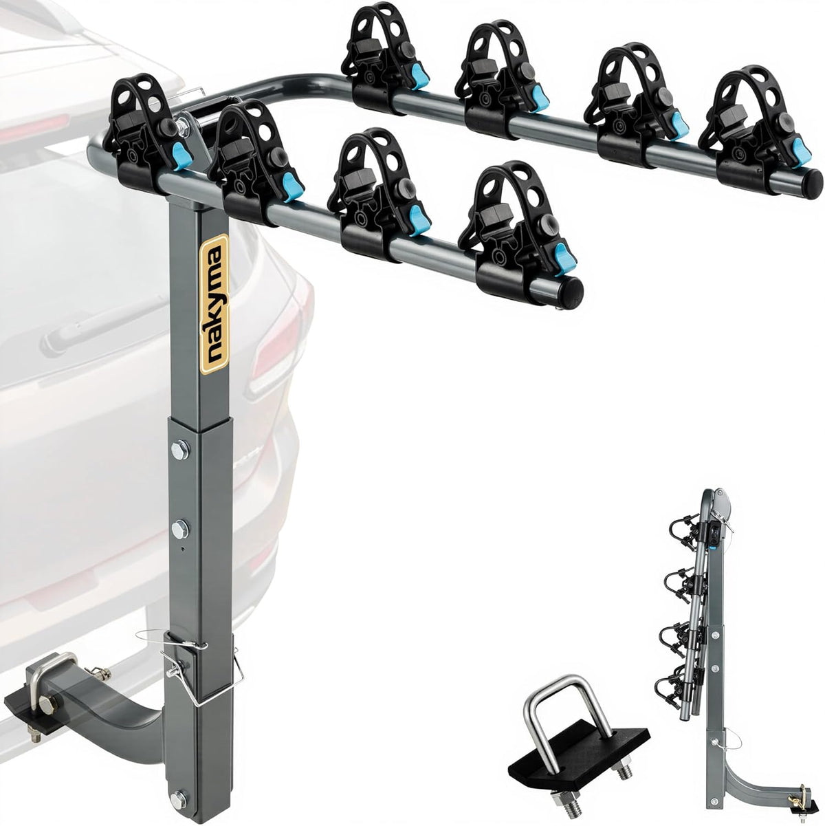 Upgraded Hitch Bike Rack - 4-Bike Carrier for Car, SUV, Truck & RV | 240LBS Max Load, High-Strength Double Arms