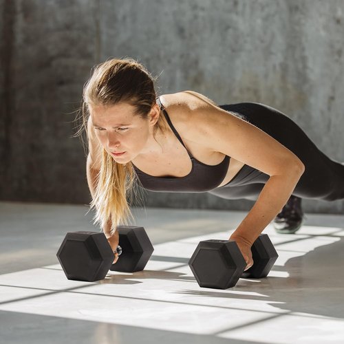 BalanceFrom Rubber Encased Hex Dumbbells - Durable Weight Options in Pairs or Singles