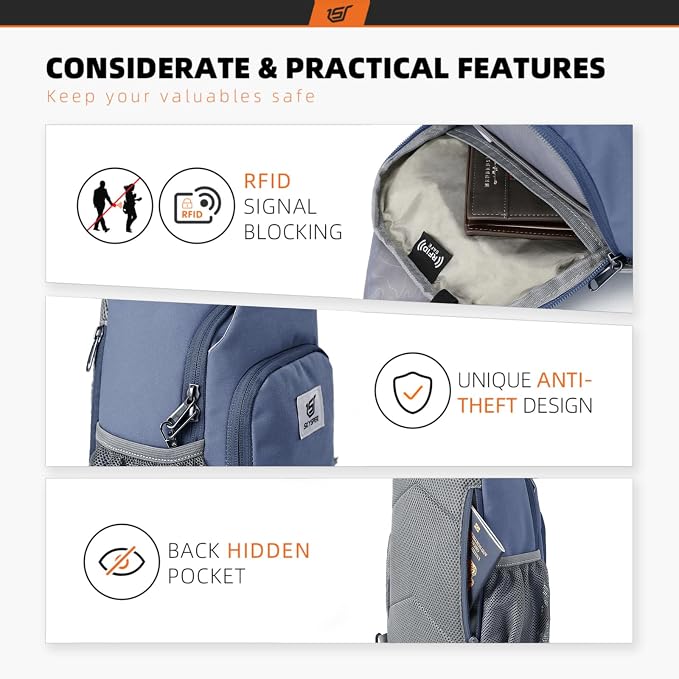 SKYSPER Sling Bag RFID Crossbody Sling Backpack Cross Body Shoulder Bag Travel
