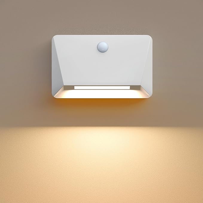uuffoo Rechargeable Motion Sensor Wall Light, Magnetic Linkage Multi-Sensor Stair Lights with 3 Brightness Levels, Wireless Battery Operated Indoor Wall Lamp for Closet Bedroom Hallway(White)