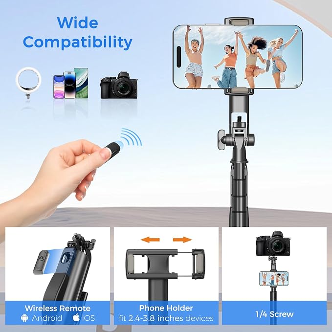 Selfie Stick Travel Tripod for Cell Phone