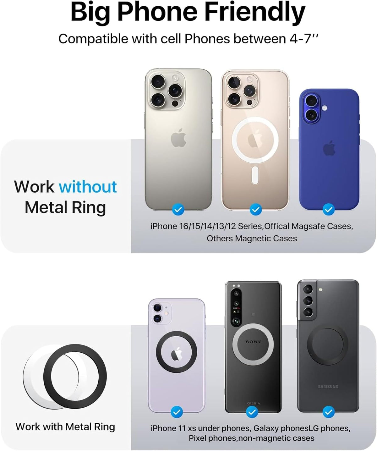 andobil for MagSafe Car Mount [Strong Magnet&Metal Clip] Vent Phone Holder