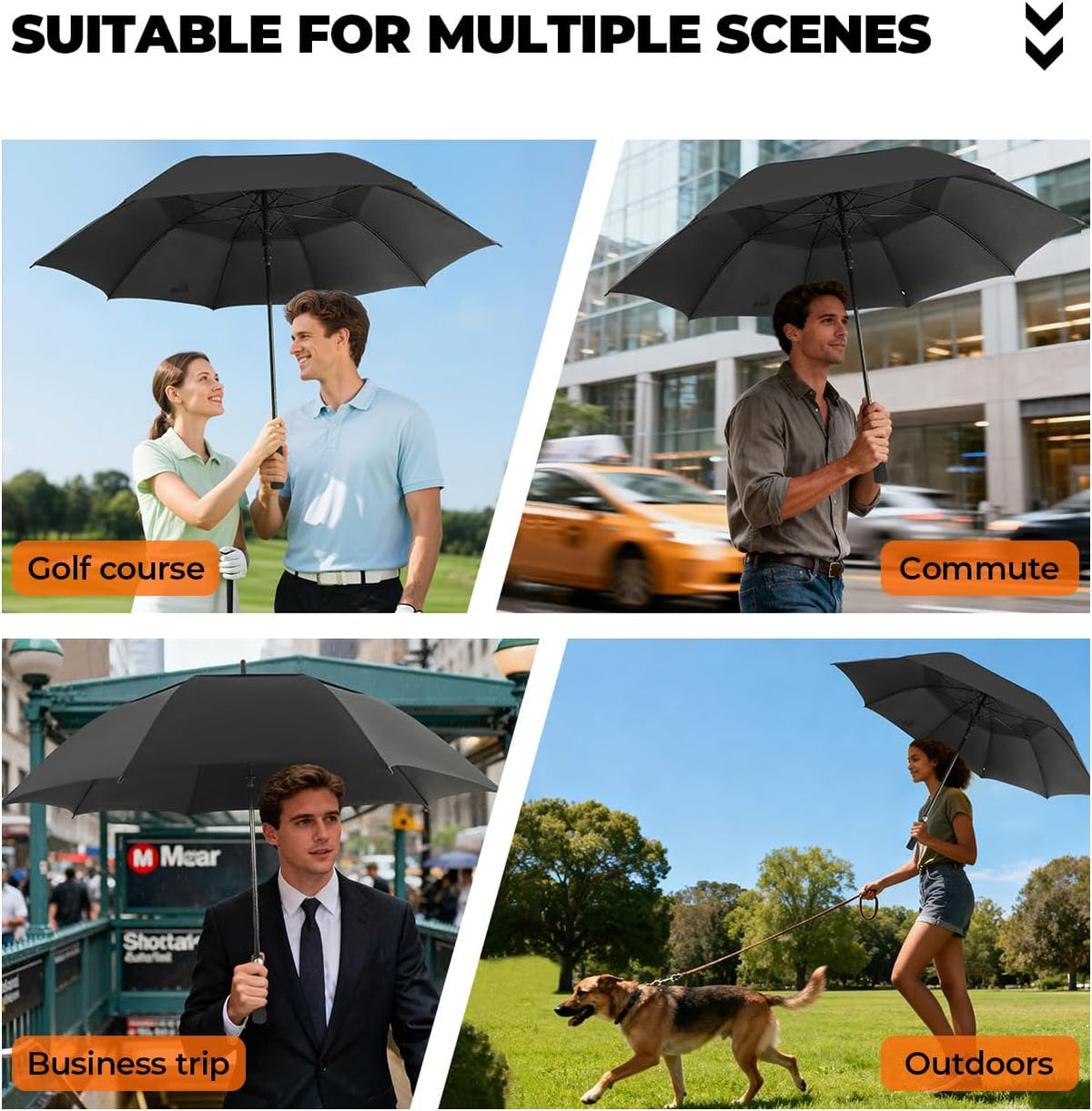 ZDSSM Golf Umbrella - Automatic Open, Extra Large 54/62/68/72 Inch, Windproof & Waterproof Double Canopy