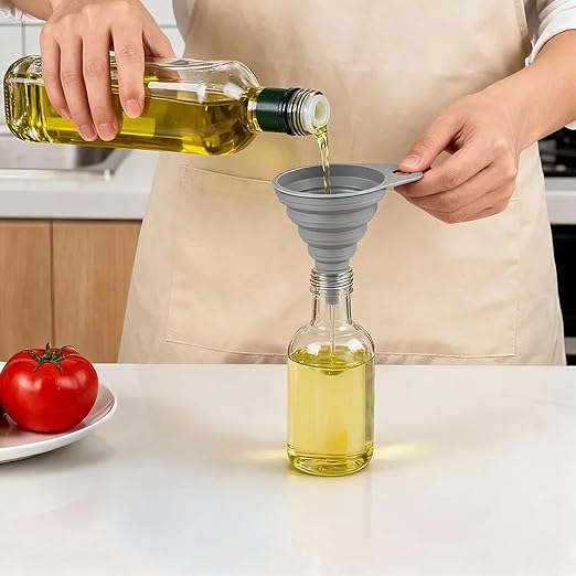 Kitchen Funnels for Filling Bottles, Silicone Small and Large Funnel Set, Foldable Silicone Collapsible Funnels for Filling Water Bottle Liquid, Kitchen Gadgets Accessories (6)