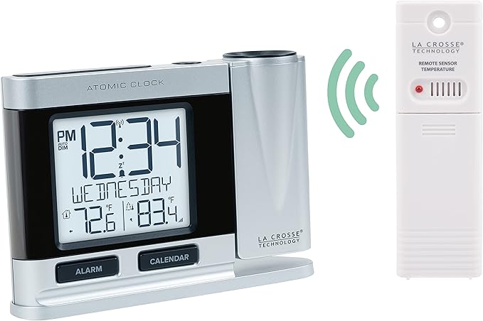 La Crosse Technology 616-12667-INT Silver Atomic Projection Alarm Clock