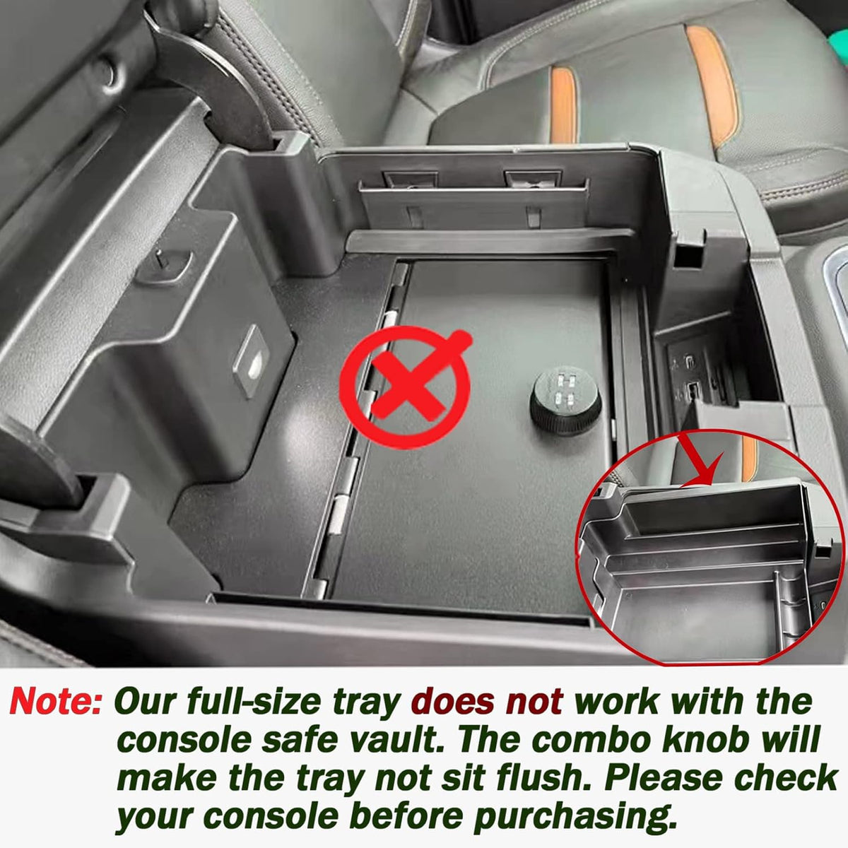 TOPINSTALL 4 Compartments Full Size Tray Compatible with 2019-2022 GMC Sierra Chevy Silverado 1500 and 2020-2023 Silverado/Sierra 2500HD 3500HD Full Console w/Bucket Seats ONLY