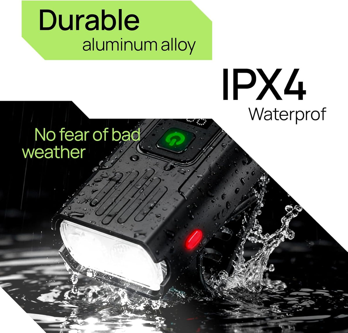 R15 Smart Bike Lights Set - USB C Rechargeable Front & Back Lights | 500 Lumen Waterproof for Night Riding
