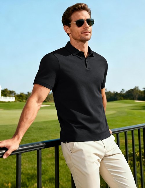 MAGCOMSEN Men's Polo Shirt - Short Sleeve, Breathable Dry Fit for Golf & Casual Wear