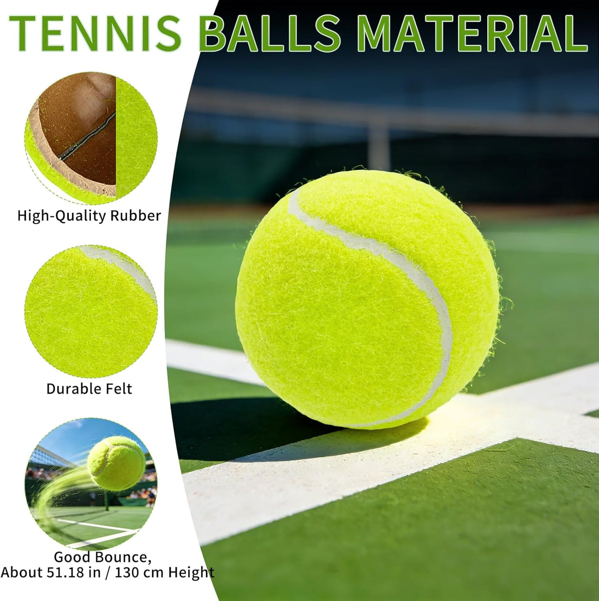 Skiennix Tennis Balls - High Elasticity Training Balls with Mesh Bag for Beginners & Pets | 16 Pack, 2.56 in Yellow