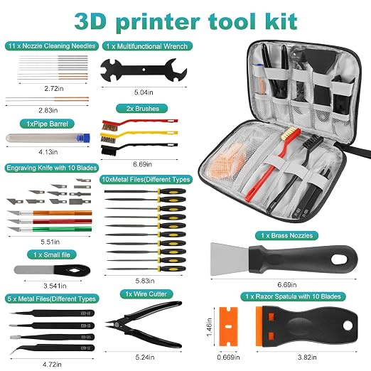 3D Printer Tool Kit, 70-piece Set of 3D Printer Accessories, Compatible