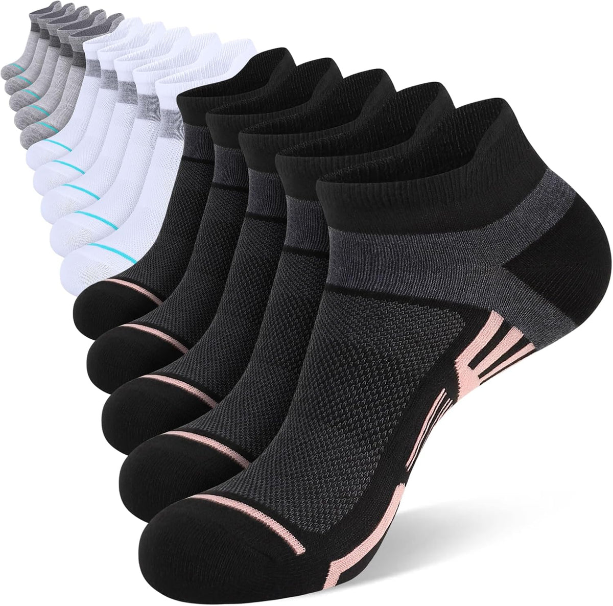 Skiennix Women's Ankle Socks - Lightweight & Breathable Low Cut Design | 10/15 Pairs with Heel Tab