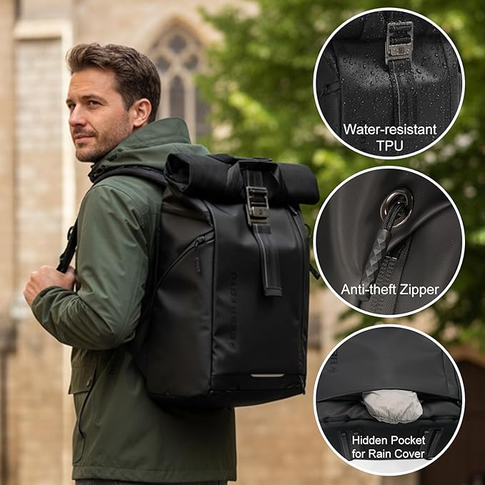 Besnfoto Waterproof Camera Backpack, Rolltop Photography Bag