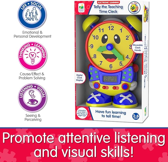 The Learning Journey Telly The Teaching Time Clock, Electronic Analog & Digital